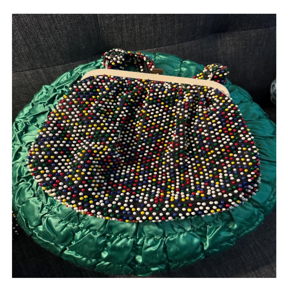 vintage candy dot bubble bead purse with matching coin purse - Picture 3 of 10